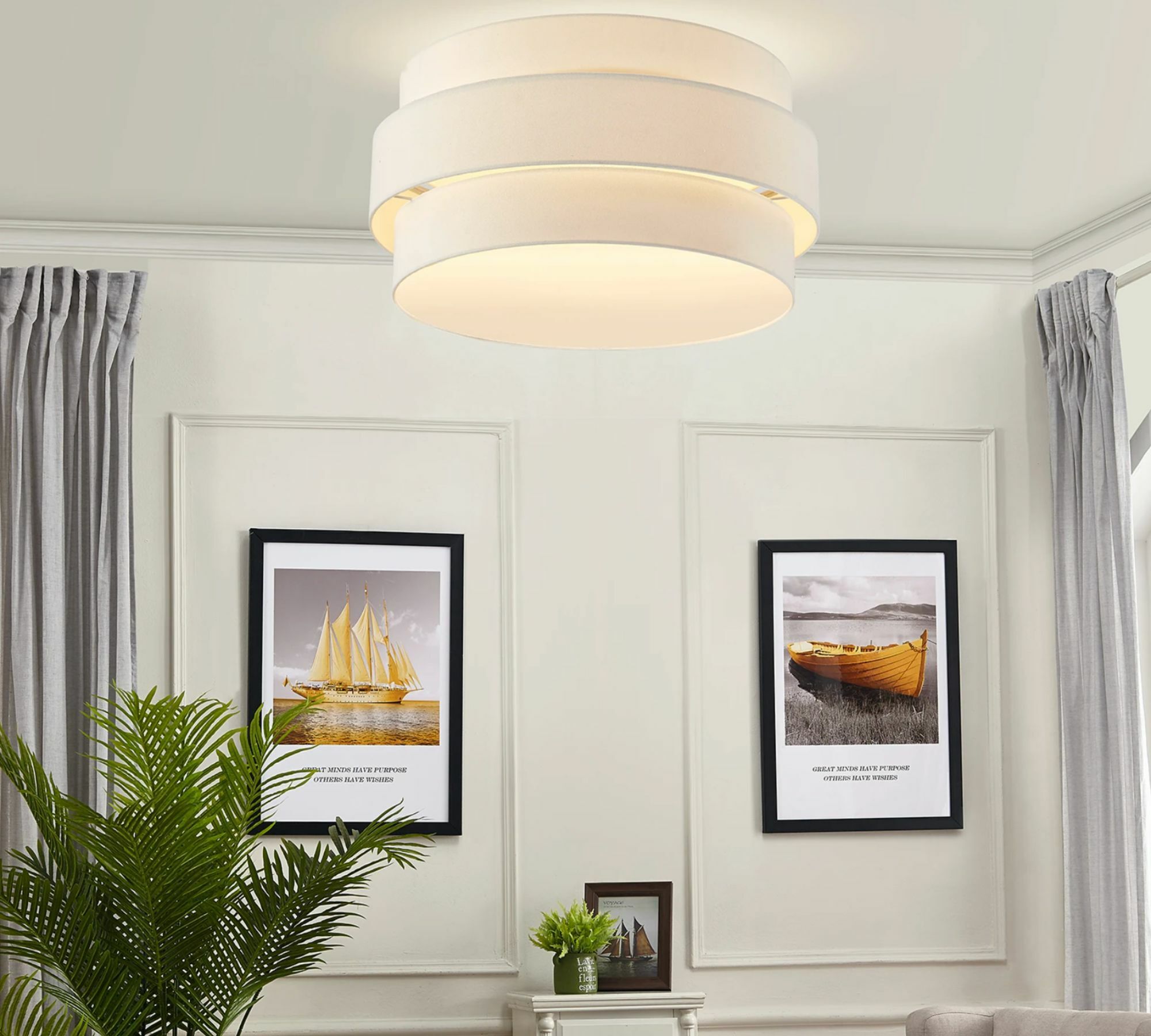 Deckenleuchte Ella Leinen / Eisen 1-flammig Beige 3