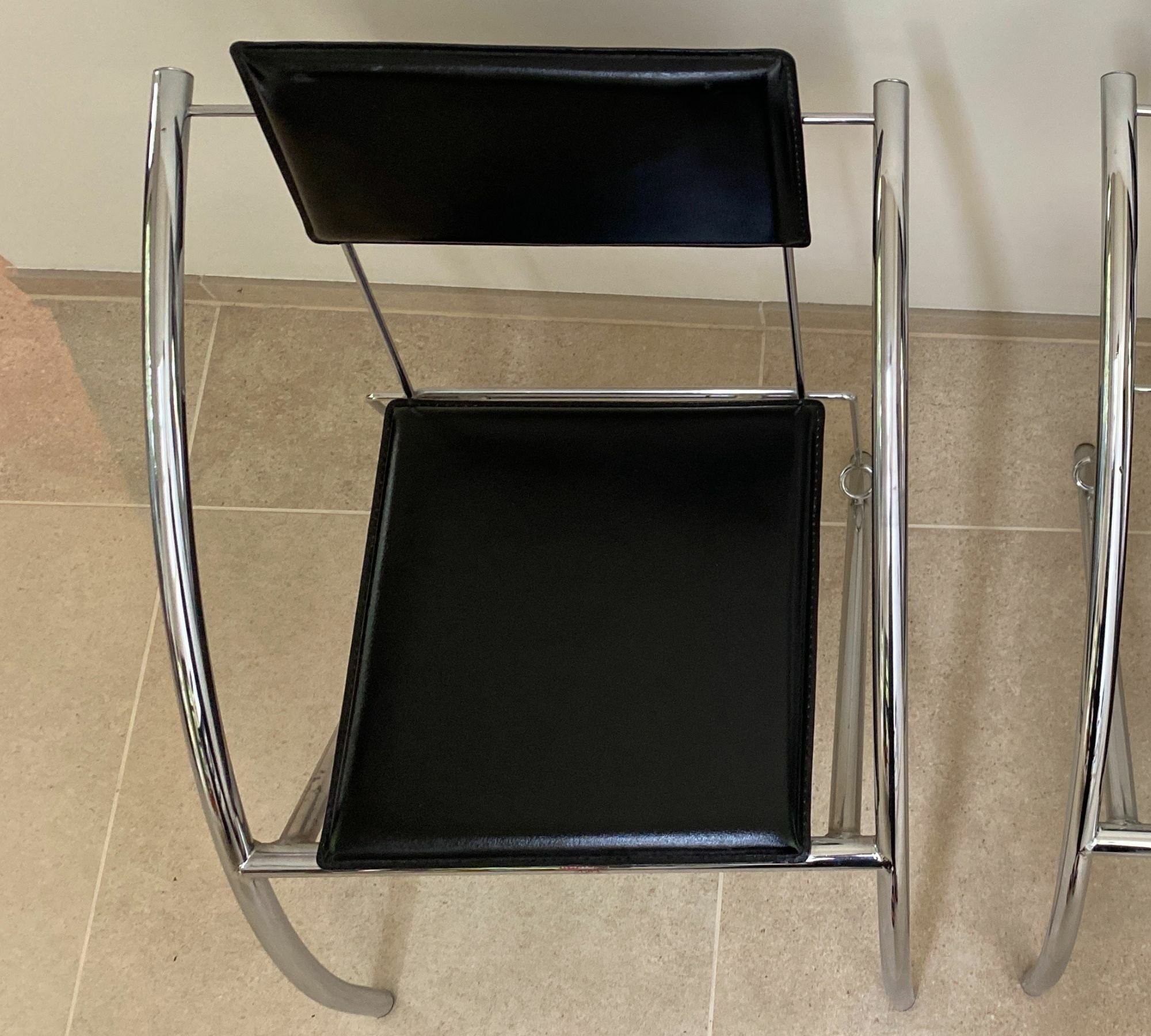 2x 90‘s Stuhl Stahl Leder Schwarz 6