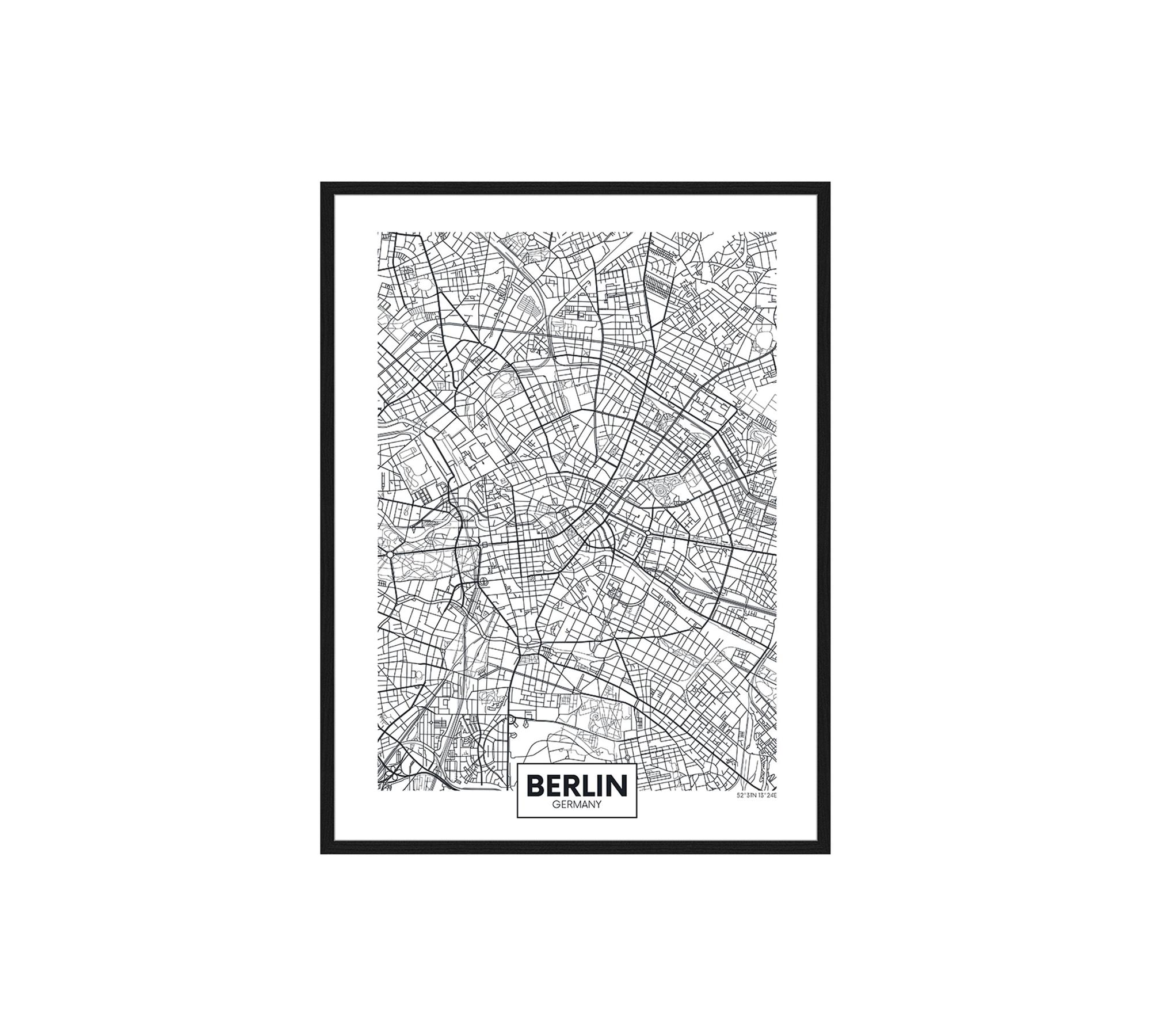 Berlin map art print with frame Multicolored 0