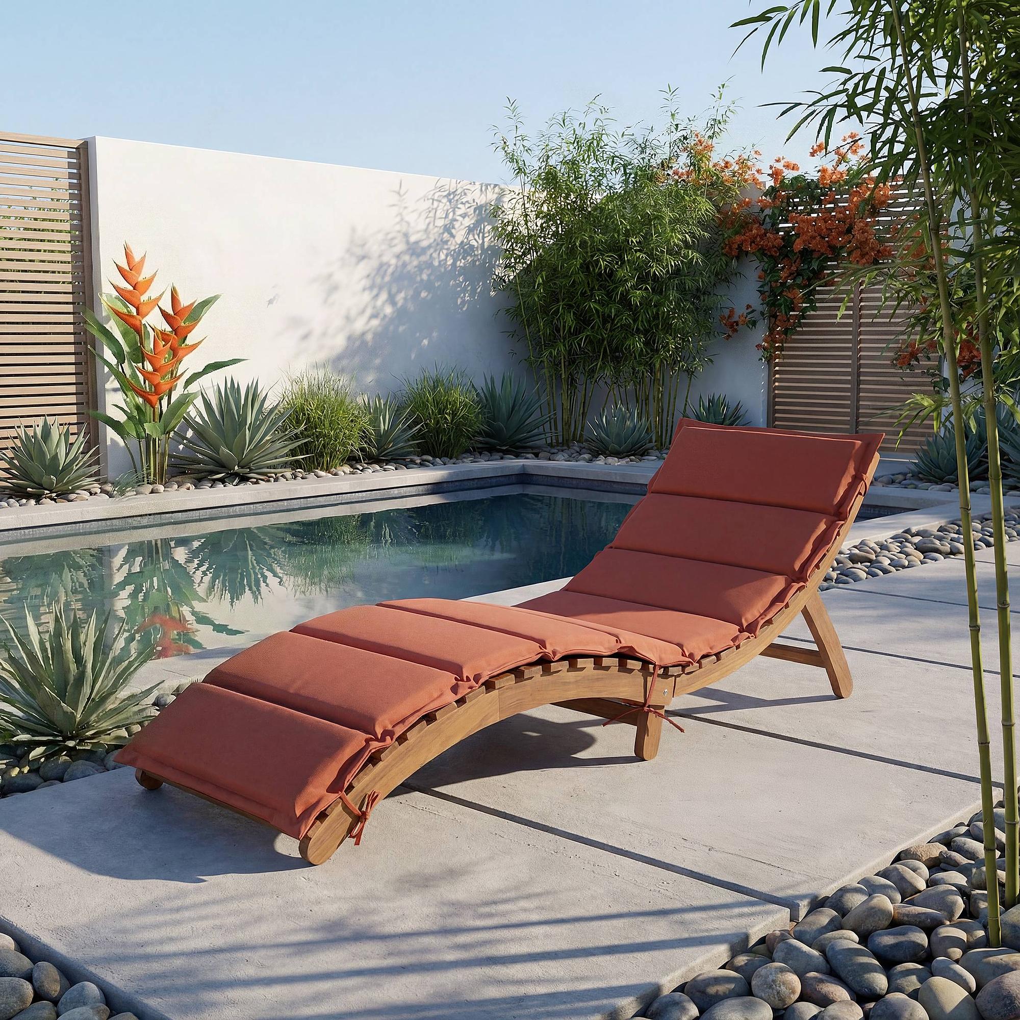 Garden Lounger Yomi Woven Fabric Acacia Terracotta 0
