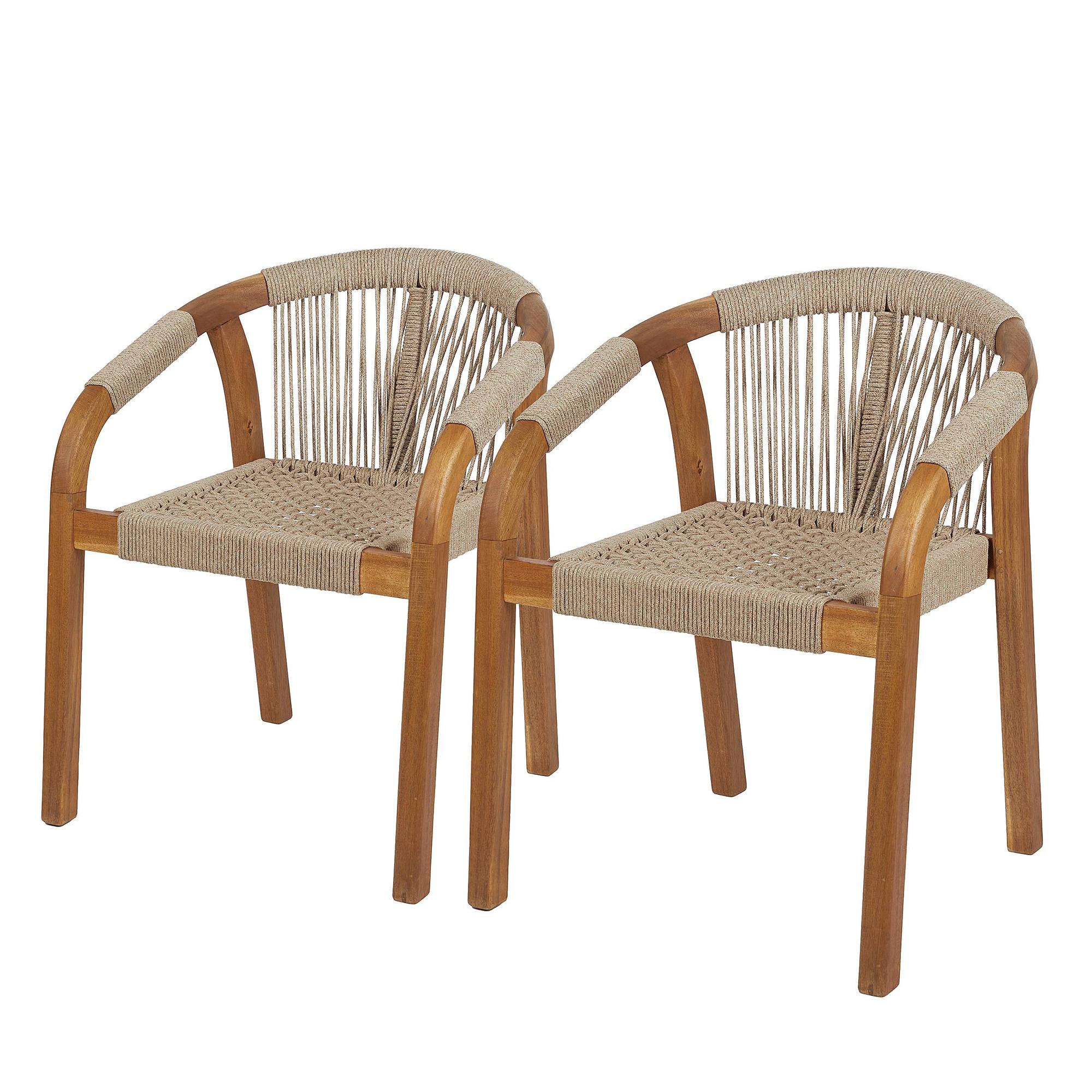 Garden chair BAYONNE set of 2 acacia wood beige 0