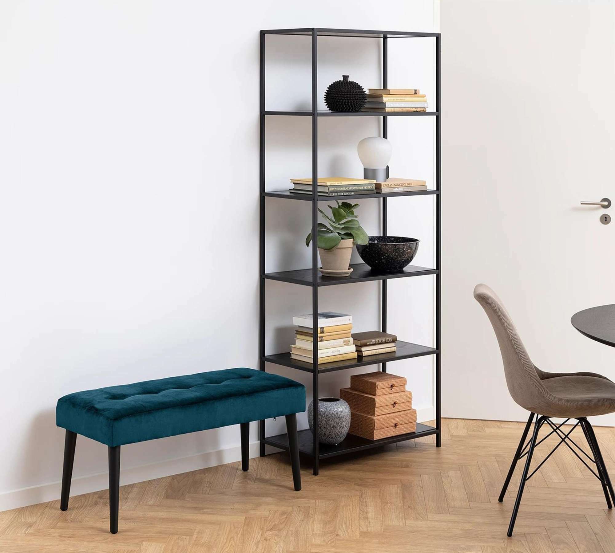 Polsterbank Samt Metall Blau 1