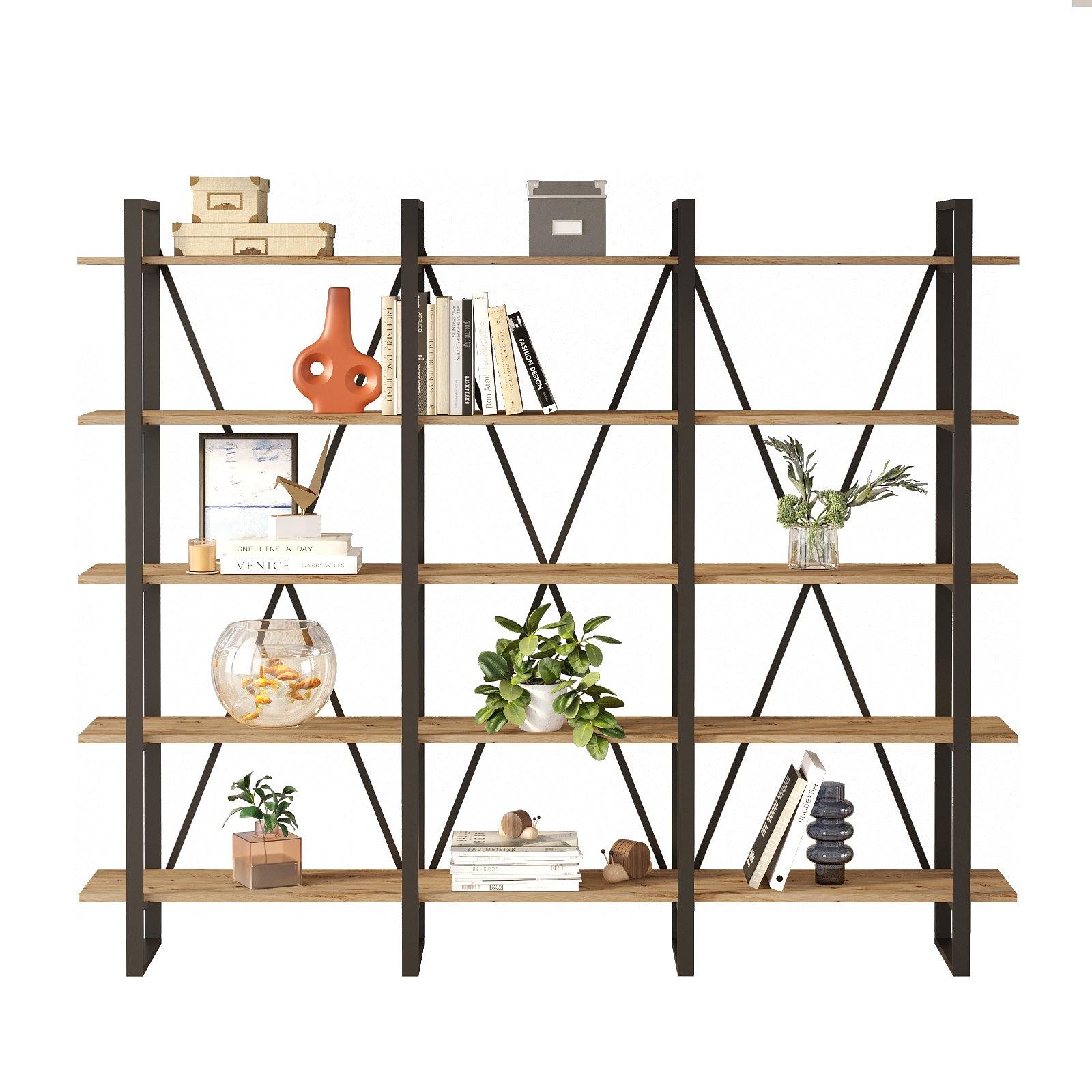 Bookshelf Brown Black 219.6cm 3