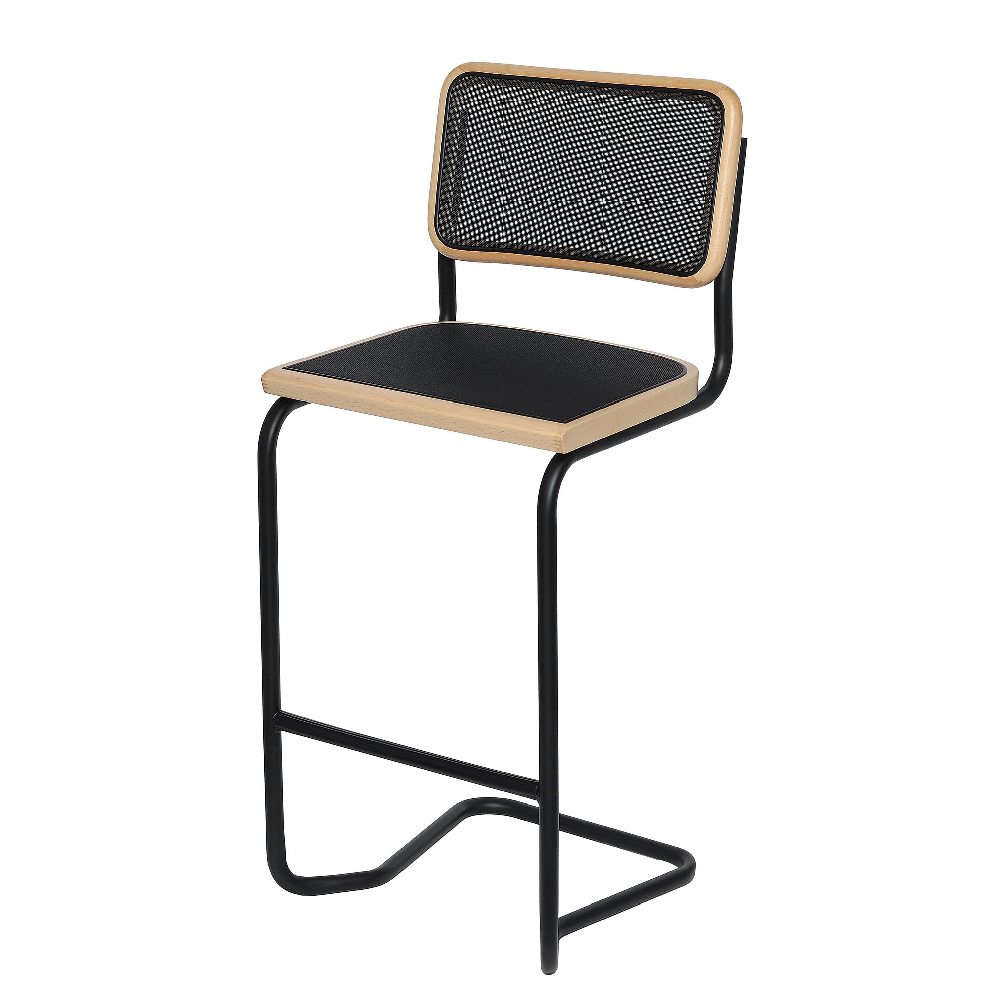 Barstuhl HOLM Mesh Schwarz Buche Stahl 48 x 110 x 56 cm 0