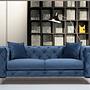 Como Sofa 2-Sitzer Blau mit schwarzen Beinen 0