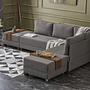 Fly corner sofa right with 2 ottomans brown 1