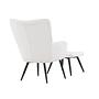 Como Armchair with Footstool Bouclé Black White 7