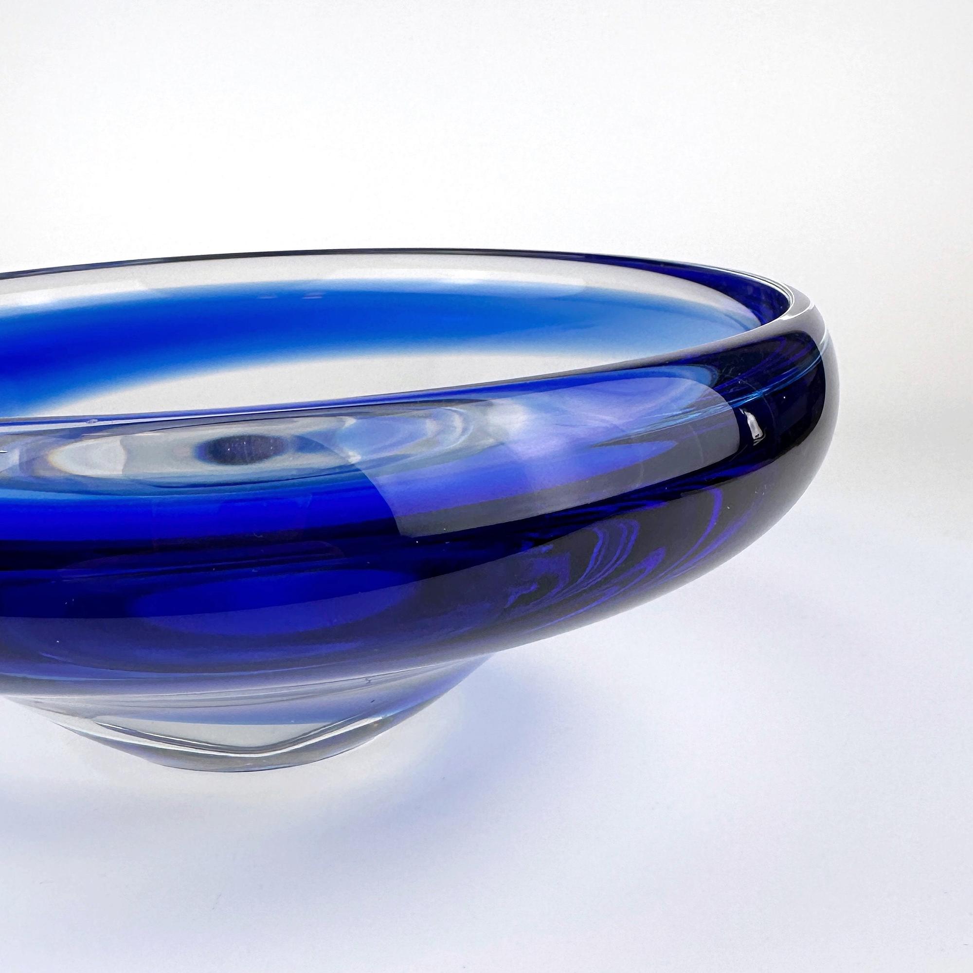 Vintage bowl glass blue 1950s 7