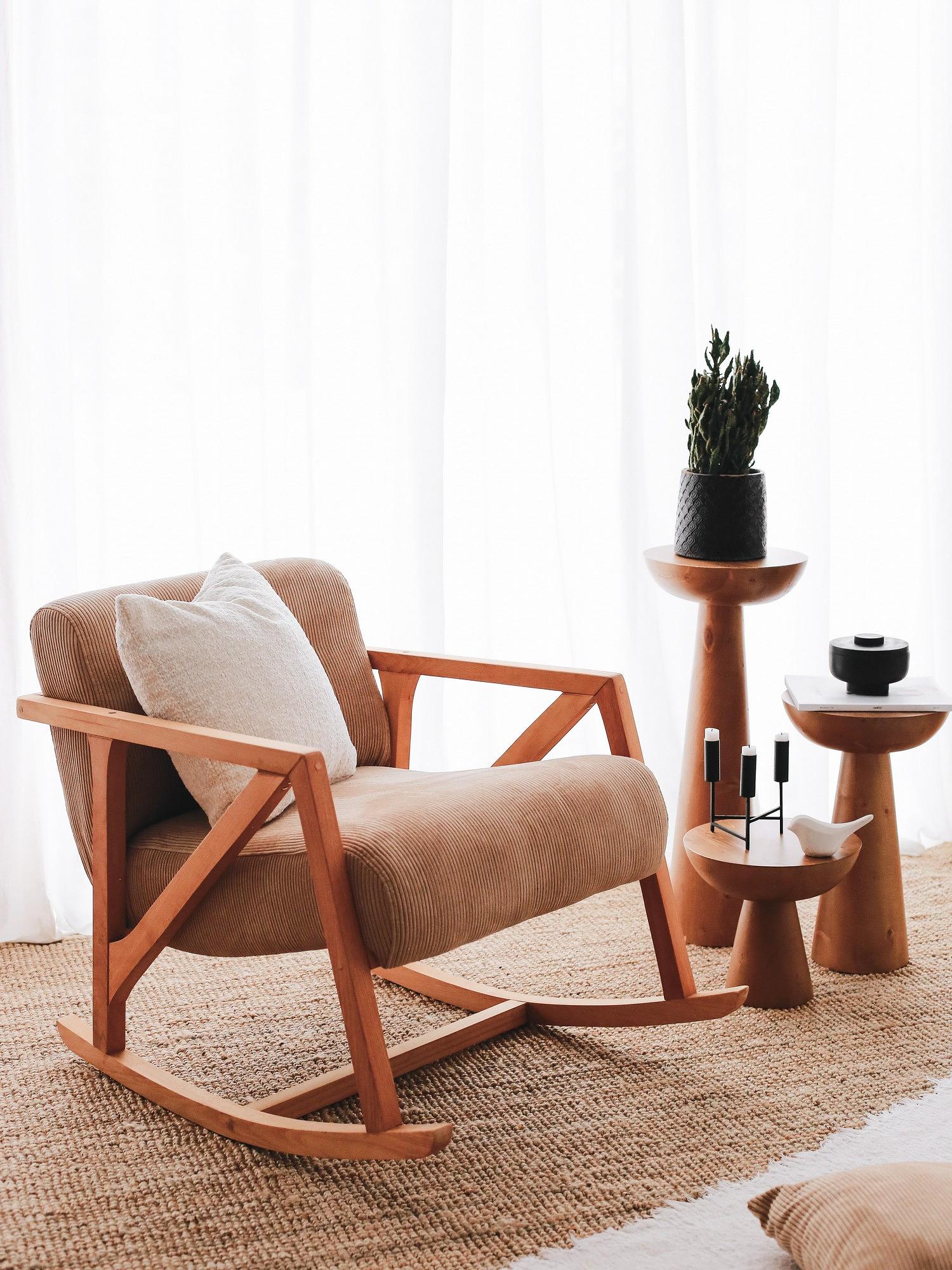 Nini Rocking Children's Chair Velvet Camel 1