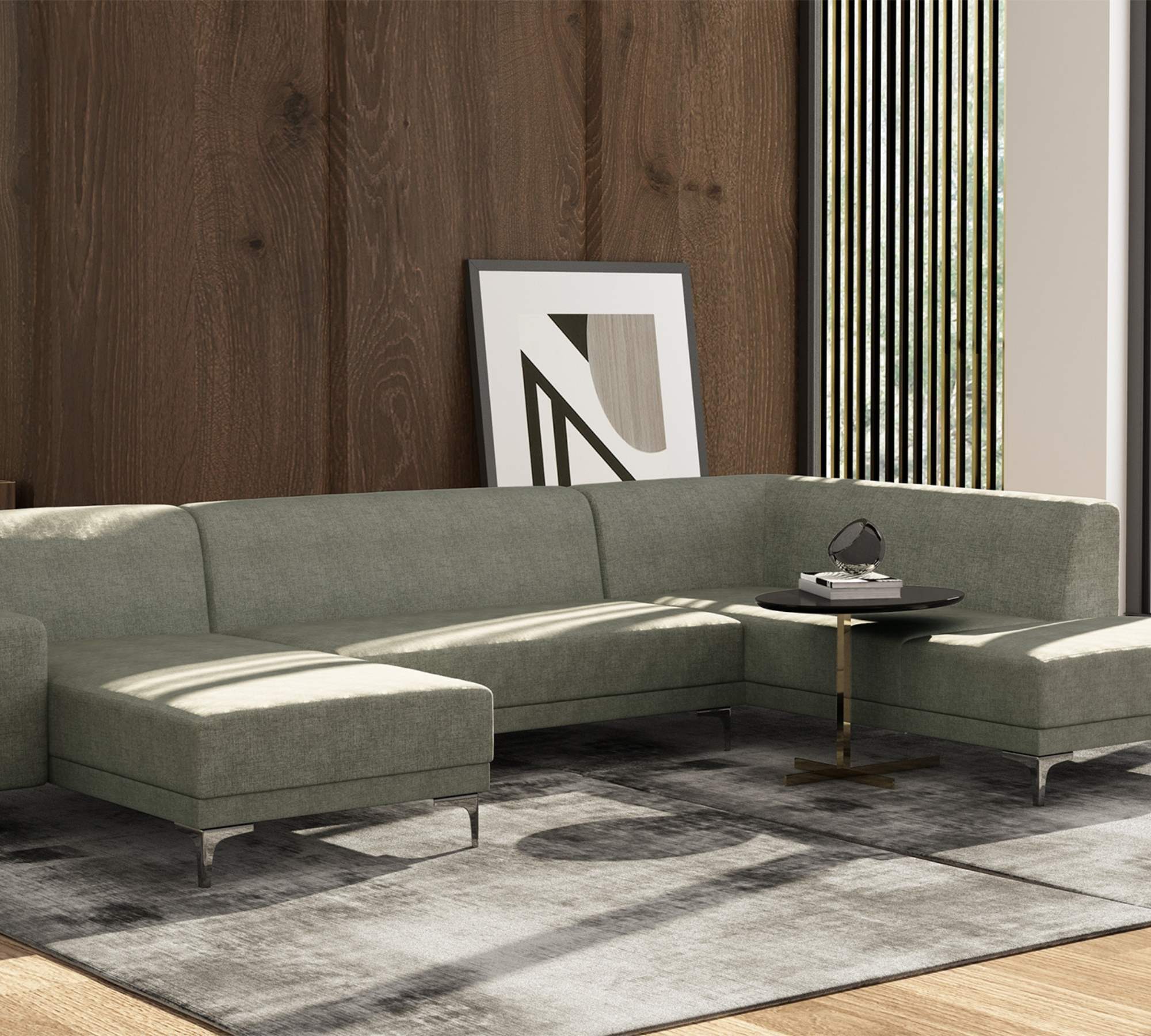 Sofalandschaft Allegra in Leinenoptik Grau 9