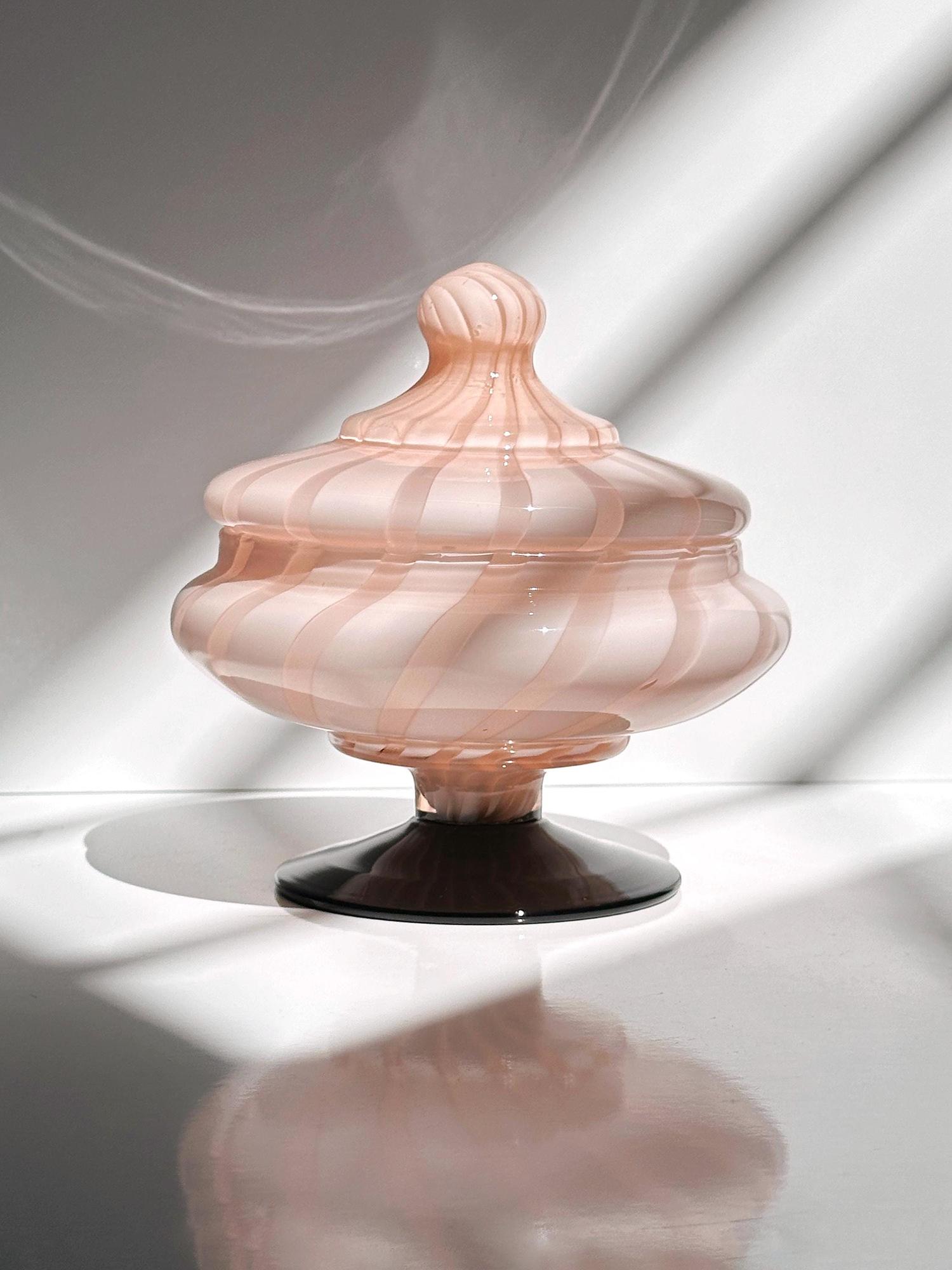 Vintage lidded jar milk glass 1950s 3