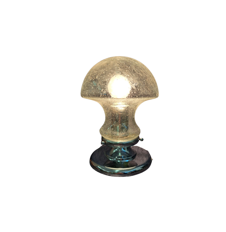 Vintage Pilzlampe Glas Chrom Silber 0