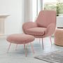 Moby Sessel und Hocker Chrom Samt Rosa 0