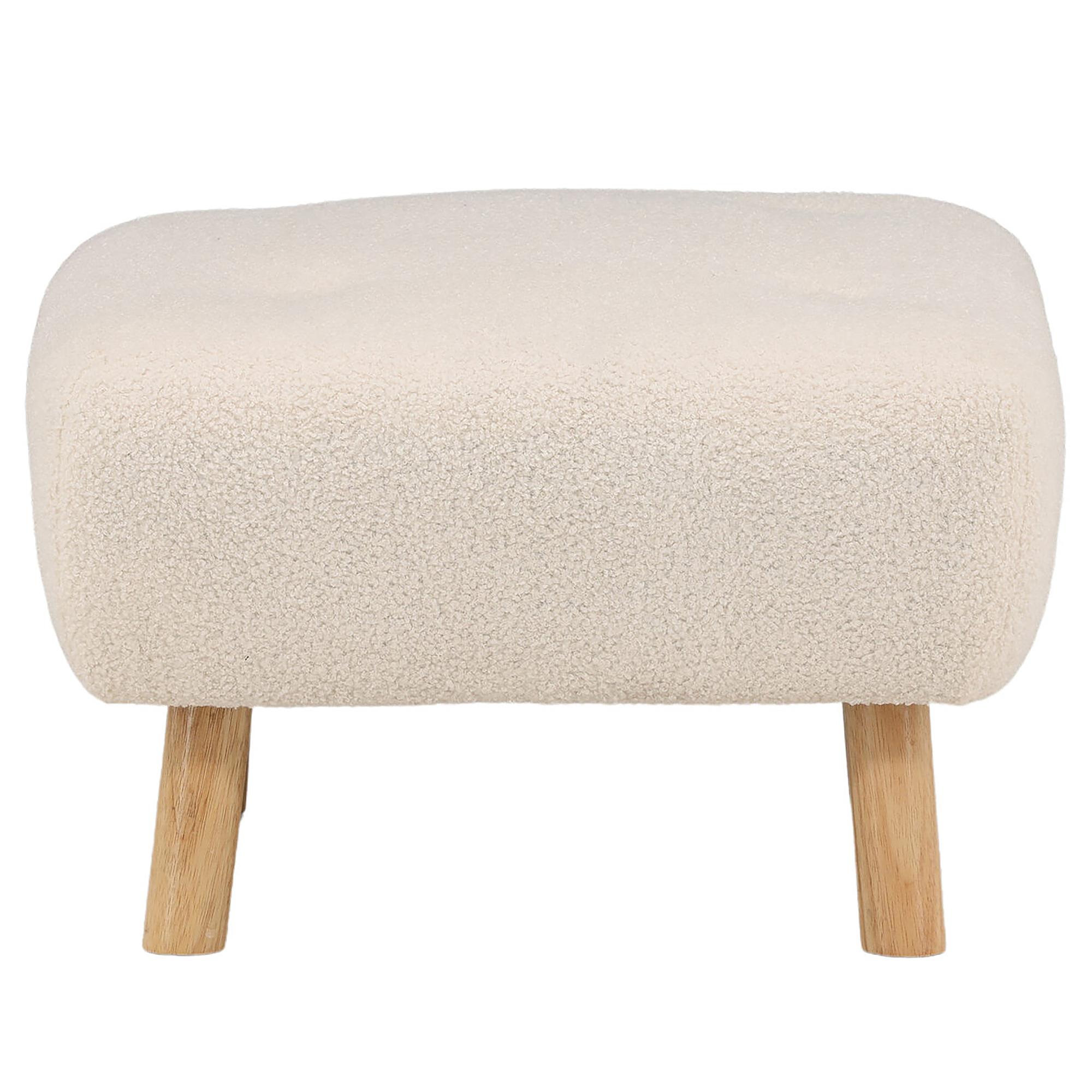 Salina Upholstered Ottoman Teddy Fabric White 3