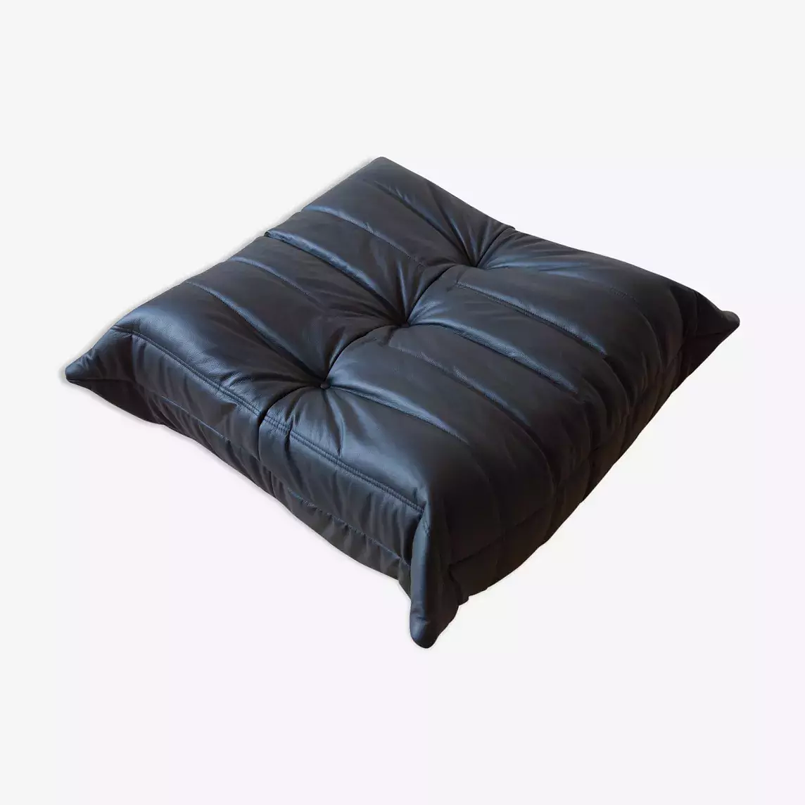 Togo corner sofa, Ottoman & 2x Armchair Madras-Leather Black 1