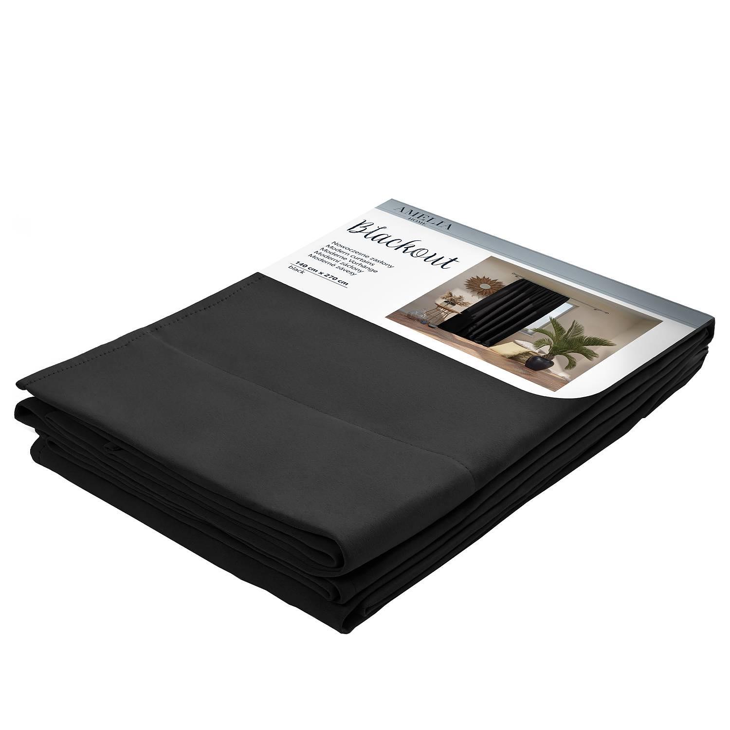 Vorhang mit Kräuselband Blackout II Polyester Schwarz 0