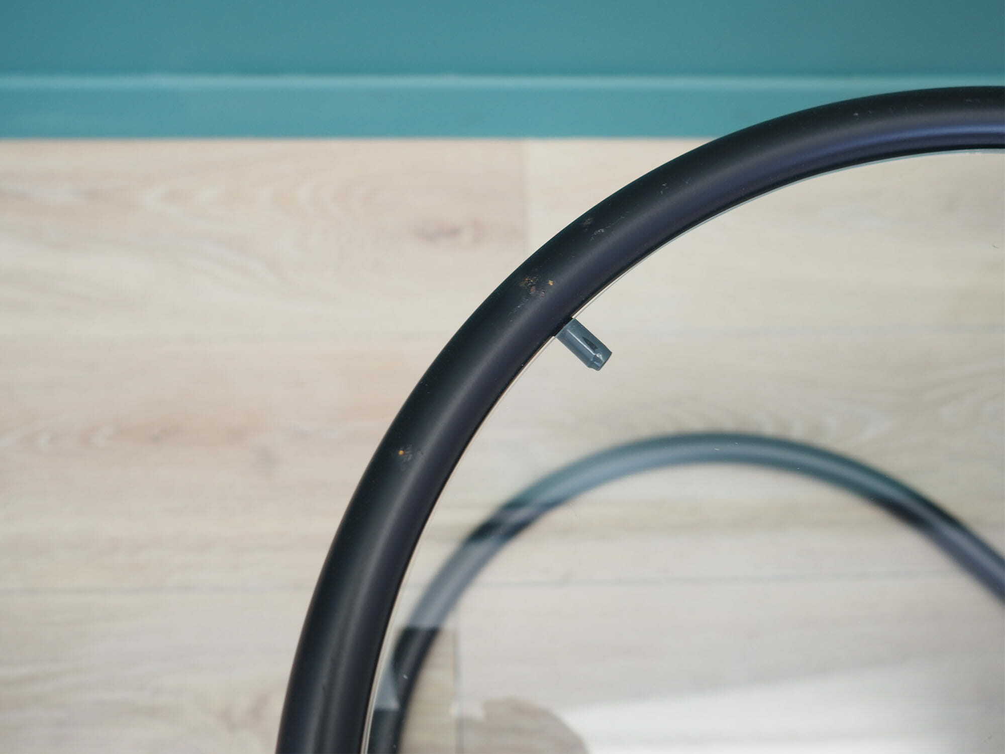 Vintage side table glass metal black 1970s 6