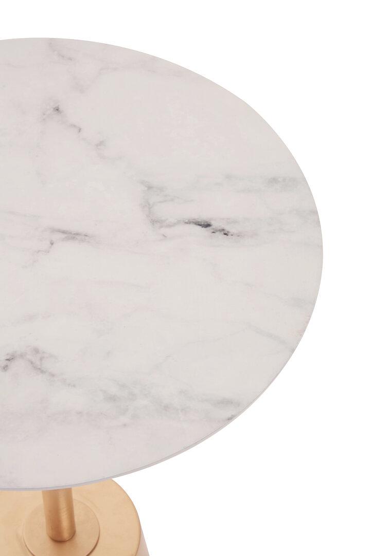 Avola Tavolino Rotondo Effetto Marmo Bianco Oro 4