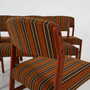 6x Vintage Chair Teak Wood Textile Brown 1970s 5