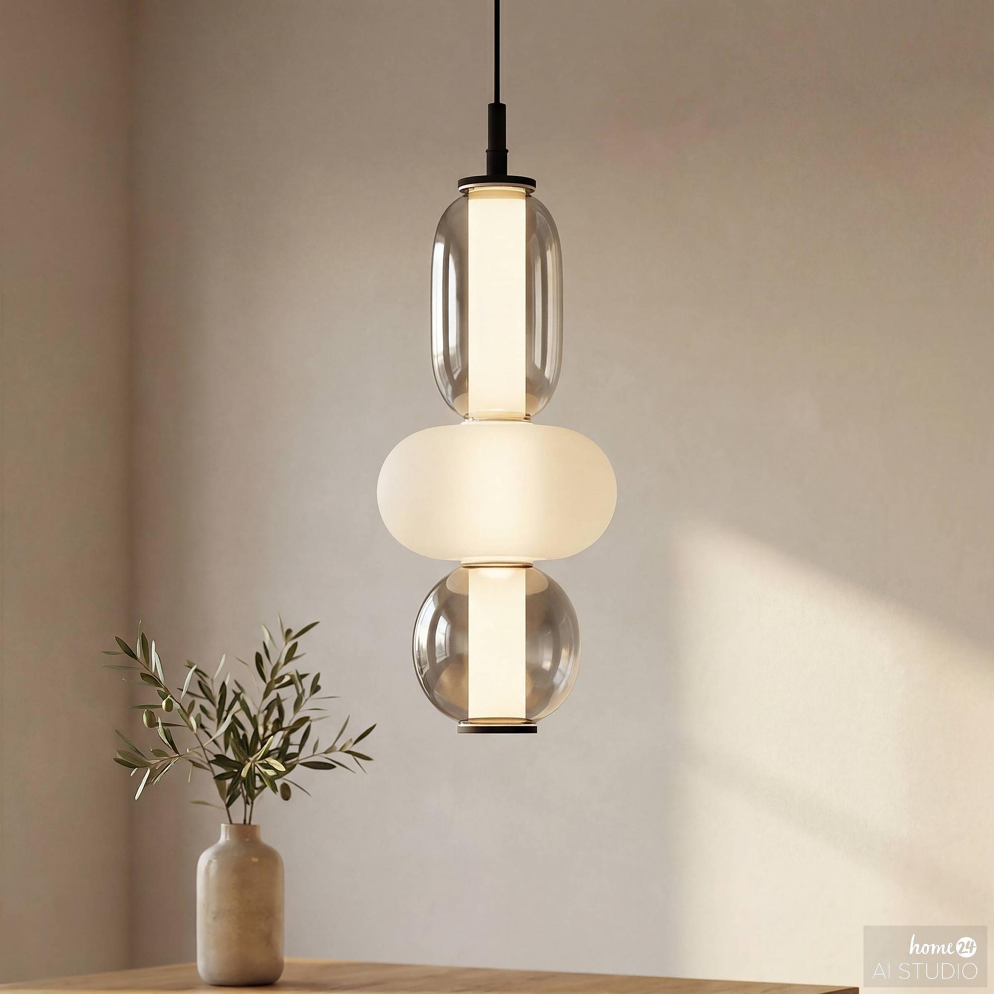 Drea Pendant Light Glass Iron Black 1