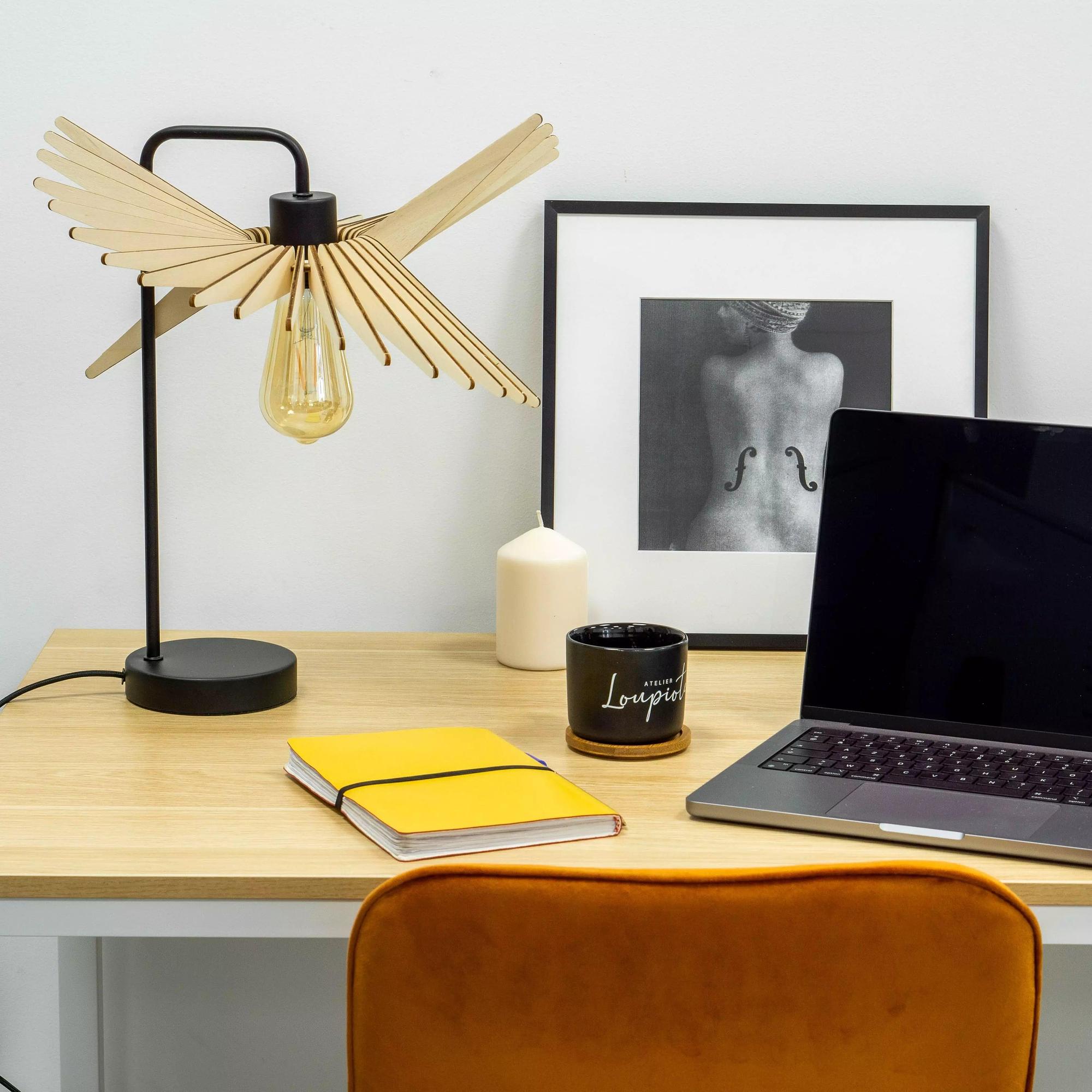 Alba Tischlampe Holz 38cm 1