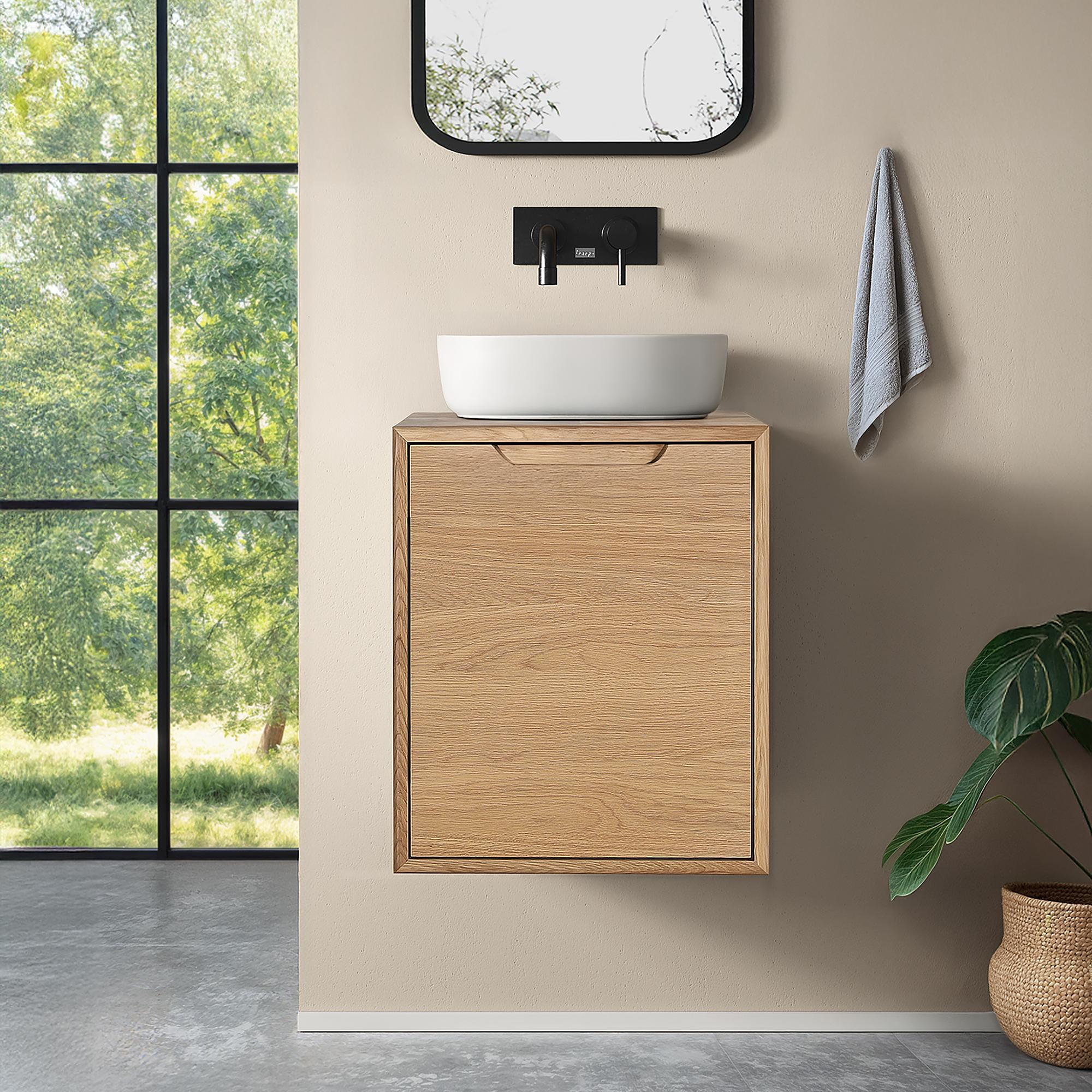 Jukki Hänge-Waschtisch Eiche Teilmassiv Braun 2