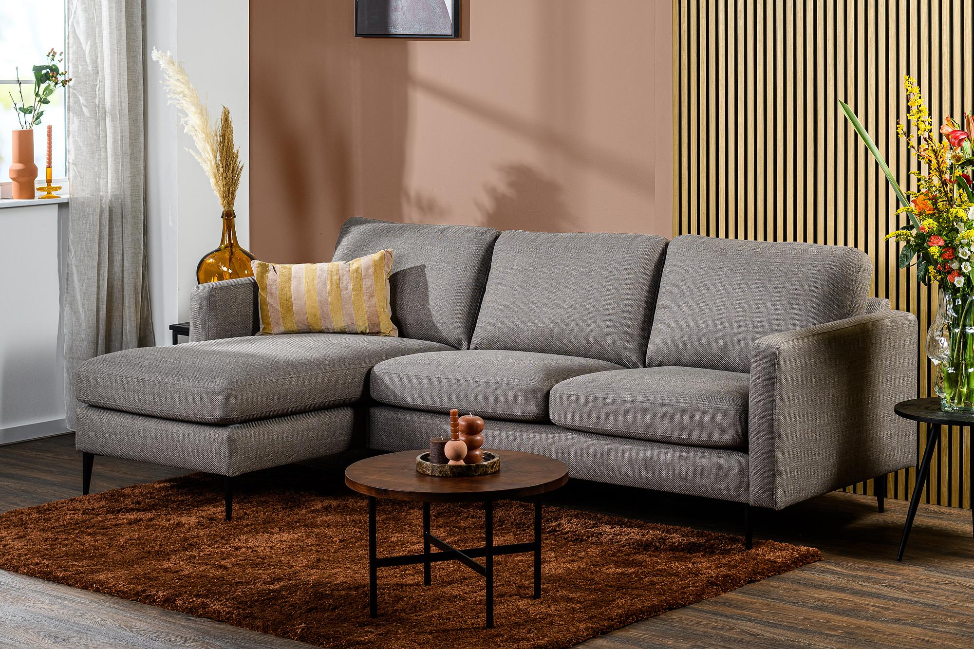 Sofa 3-Sitzer Chaiselongue Links Rechts Woven Grau 0