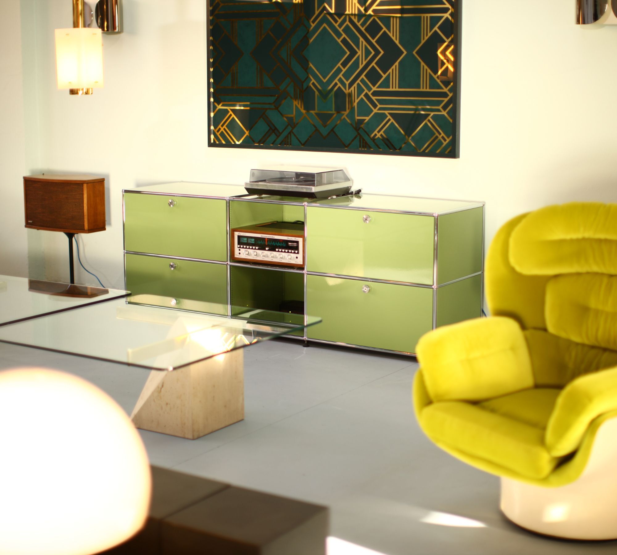 Unikat Sideboard mit Schubladen Yearbridge Green 7