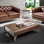 Rechteckiger Couchtisch Holzfurnier Verchromter Stahl 1