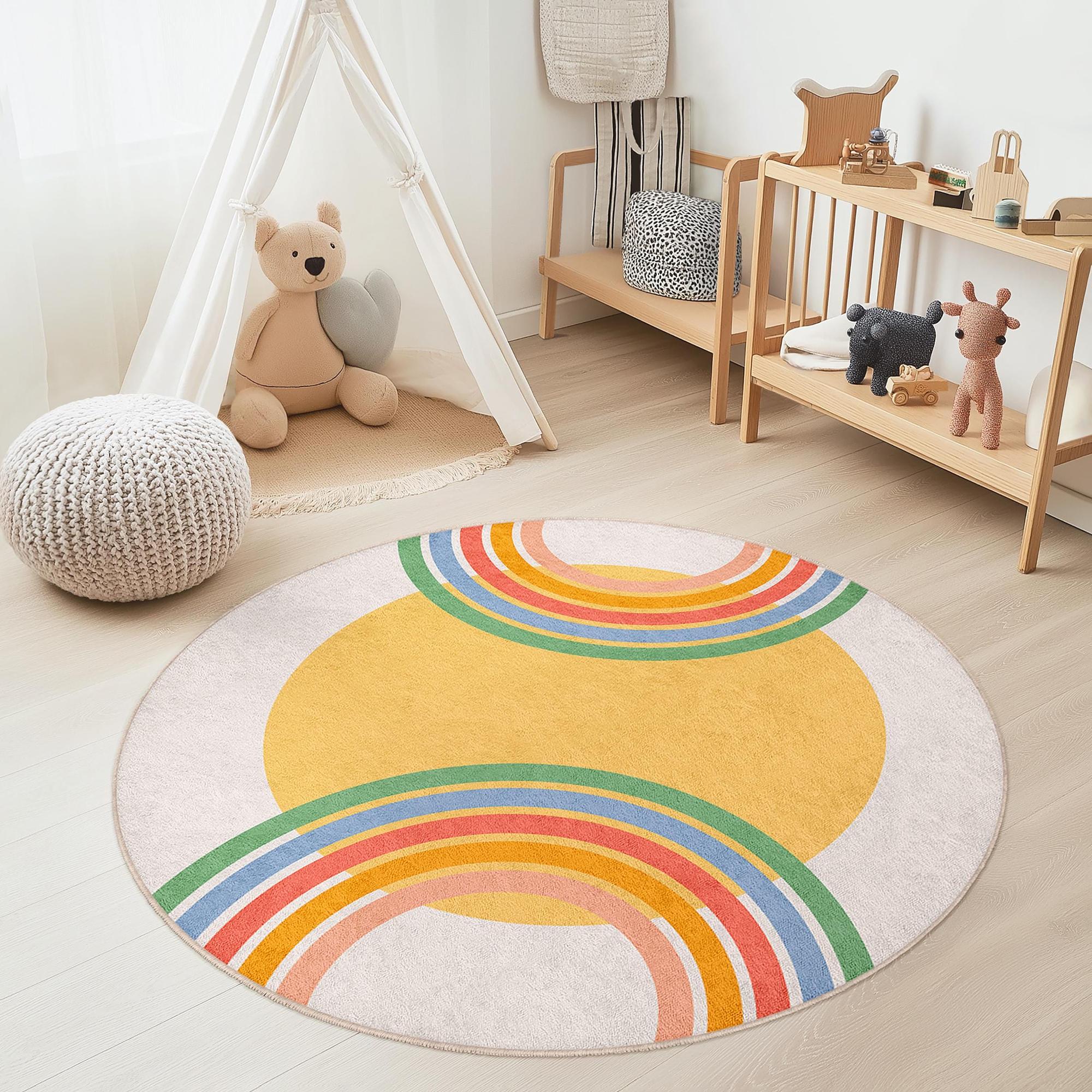 Tappeto per bambini cerchio arcobaleno multicolore Ø150cm 3
