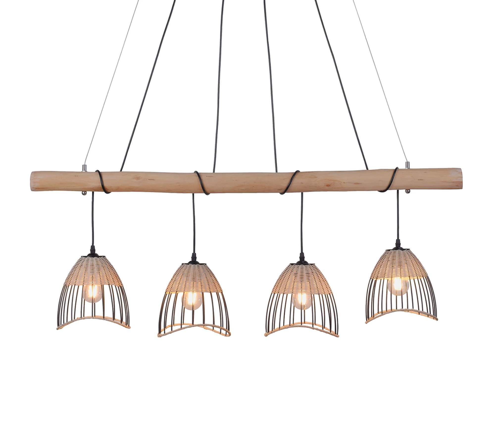 Pendelleuchte 4-flammig Rattan 0