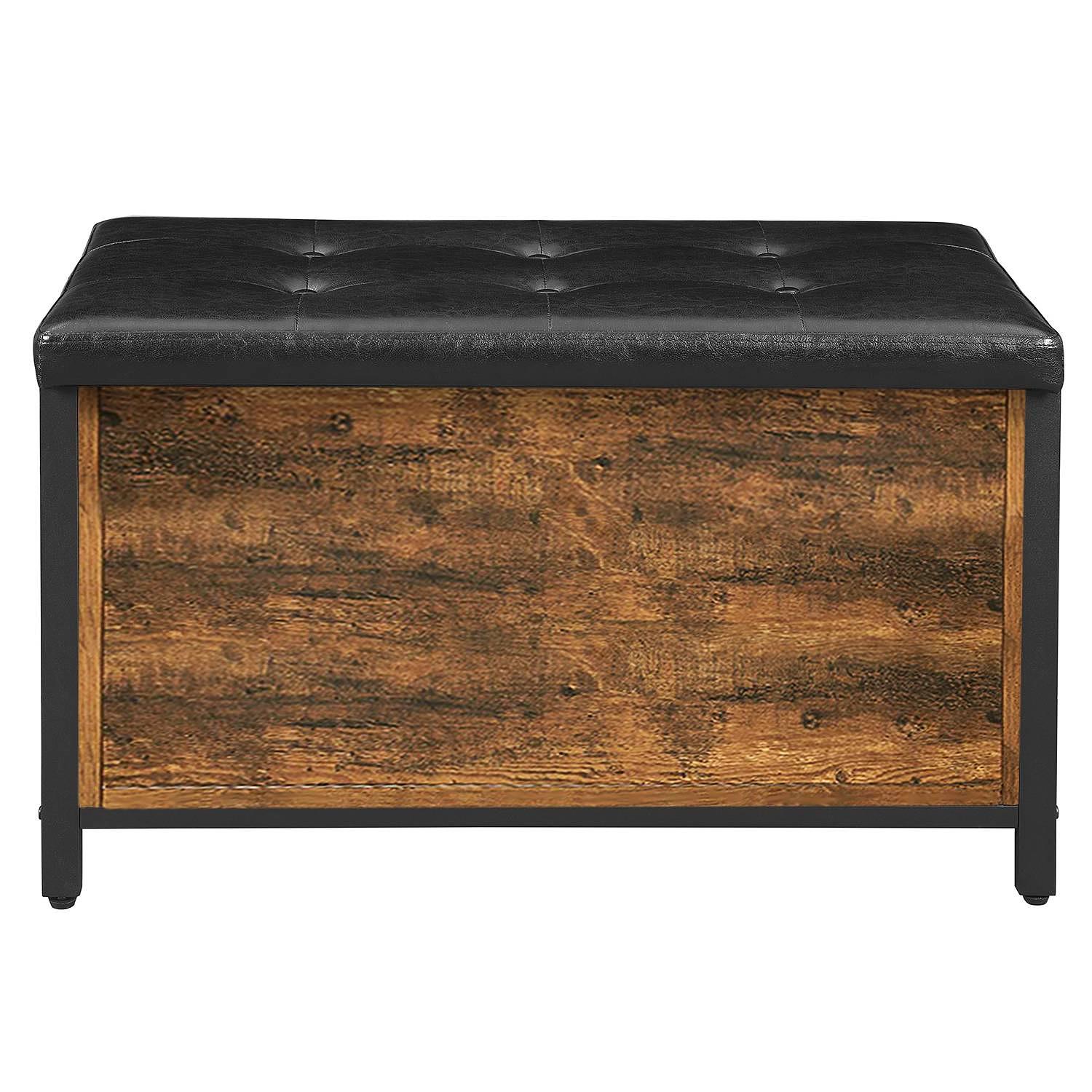 Ennis Wardrobe Bench Faux Leather Metal Brown 3