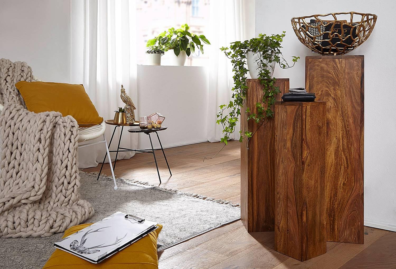 3x Lucia Beistelltisch Sheesham Massiv Dunkelbraun 3