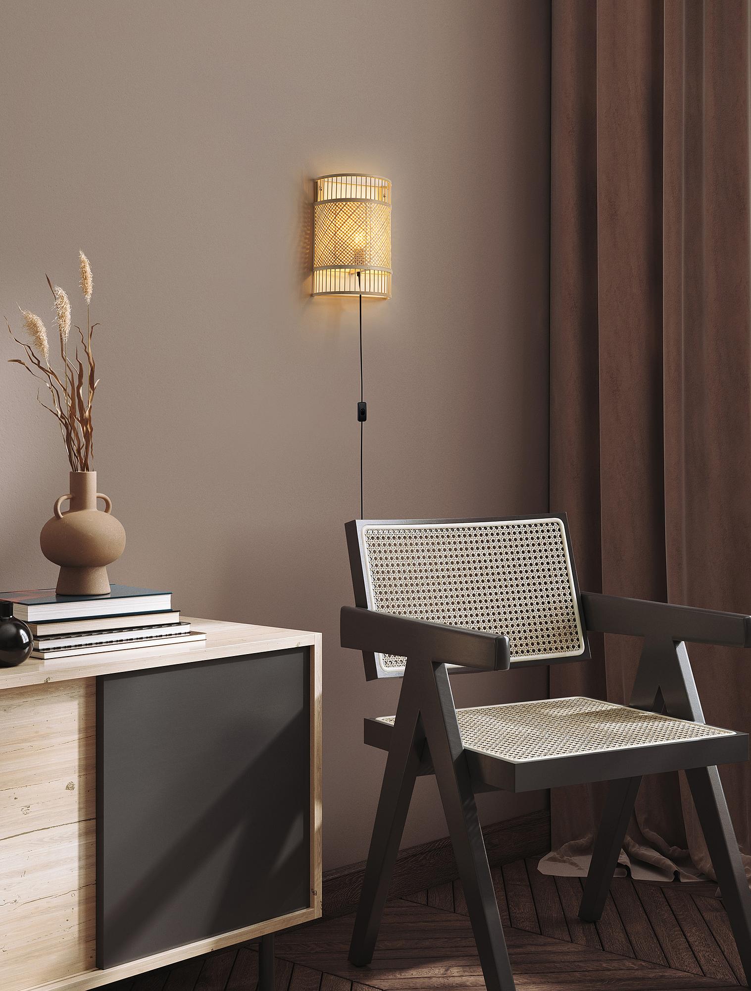 Pale Wandleuchte Bambus Braun 2