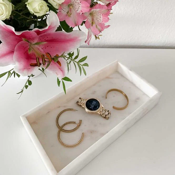 Marble tray Rectangular White 2