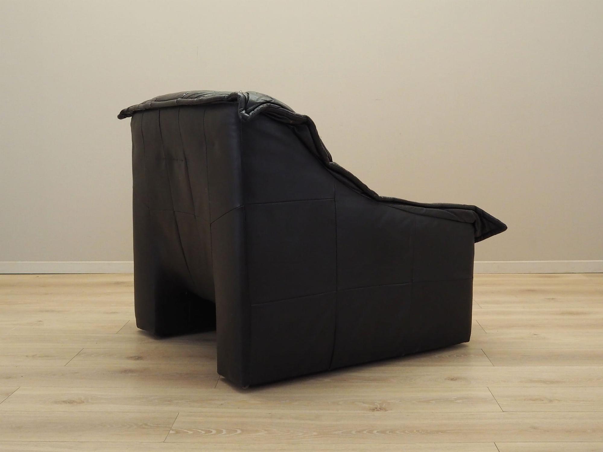 Armchair Leather Black 1960s 8