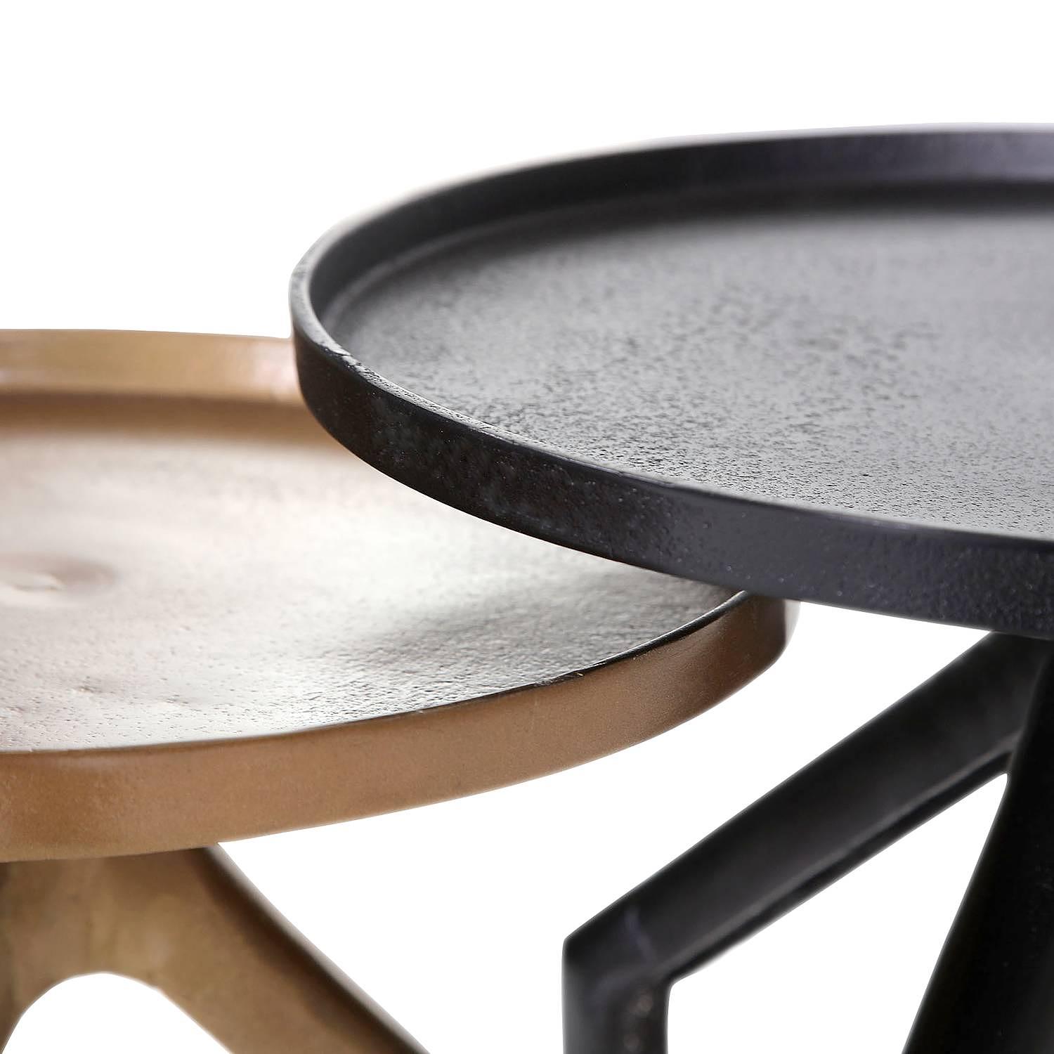 Nikko I Side Table Set of 2 Aluminum Brass Black 3
