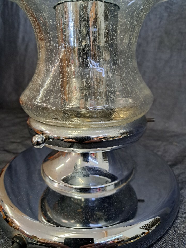 Vintage Pilzlampe Glas Chrom Silber 1