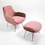 Moby Sessel und Hocker Chrom Samt Rosa 1