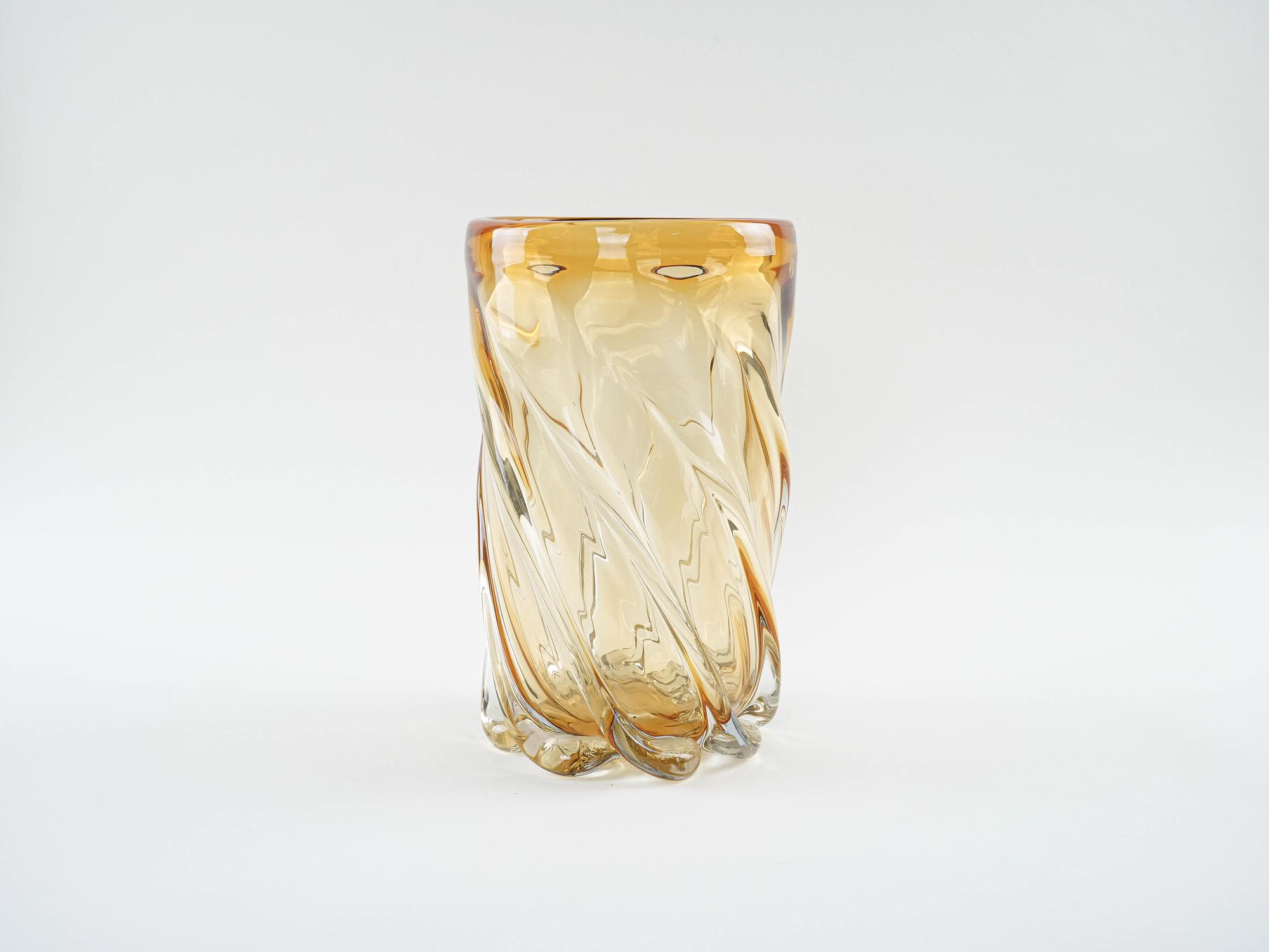Decorative glass vase Yellow 1960s 4