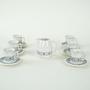 Vintage Tea Set of 13 Porcelain Ivory Blue 1970s 1