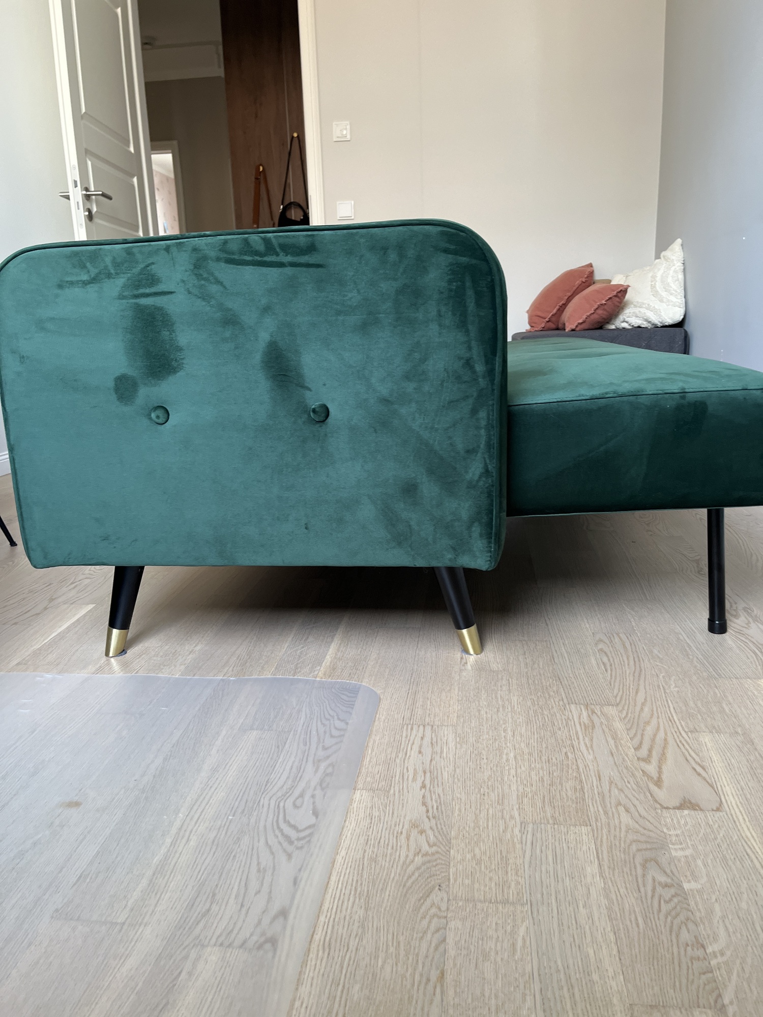 Schlafsofa 3-Sitzer Samt Metall Grün 5