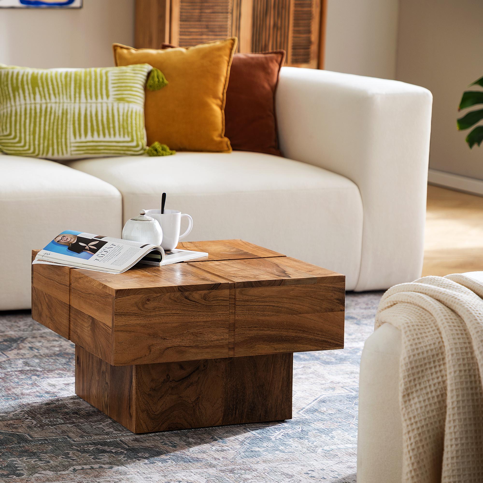 LAMAXI Couchtisch Massivholz Akazie 3