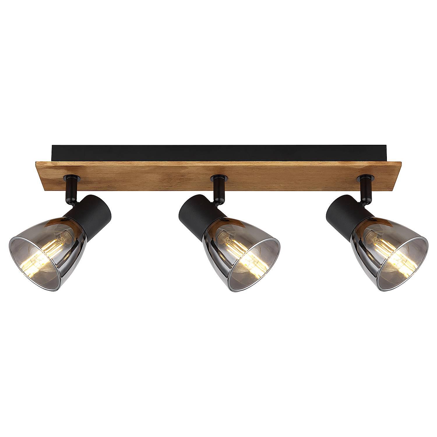 3-Flammig Deckenstrahler Claude Farbglas Eisen Beige 4