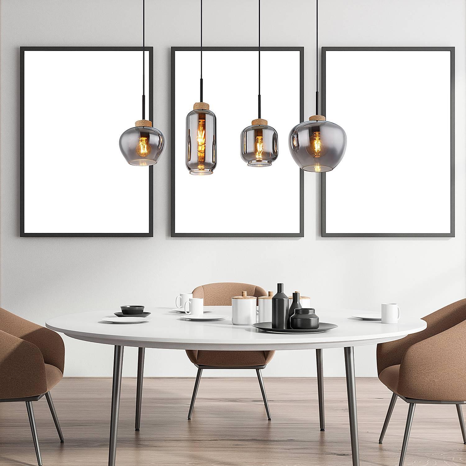 4-burner pendant light Matt Type B colored glass Iron 2