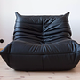 Togo corner sofa, Ottoman & 2x Armchair Madras-Leather Black 3