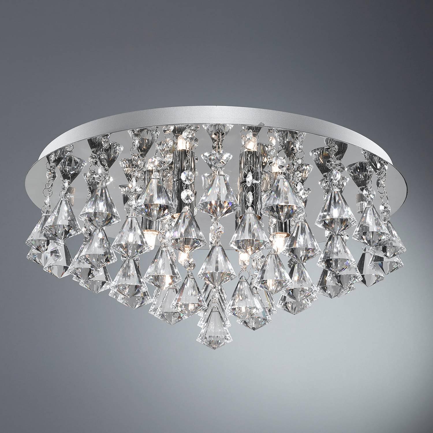 Hanna II Ceiling light Crystal glass Steel 6-bulb 2
