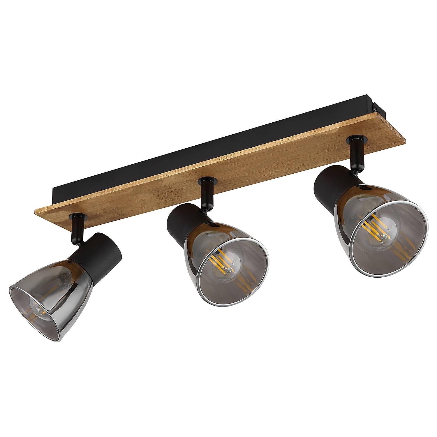 3-Flammig Deckenstrahler Claude Farbglas Eisen Beige 3