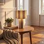 Tischleuchte Nuvio Eisen / Leinen 1-Flammig Beige 3