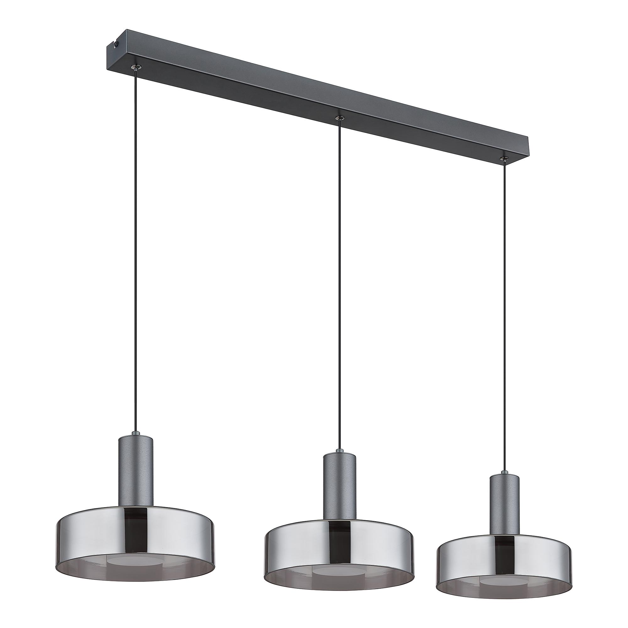 3-Flammig Grant LED-Pendelleuchte Rauchglas Aluminium 4